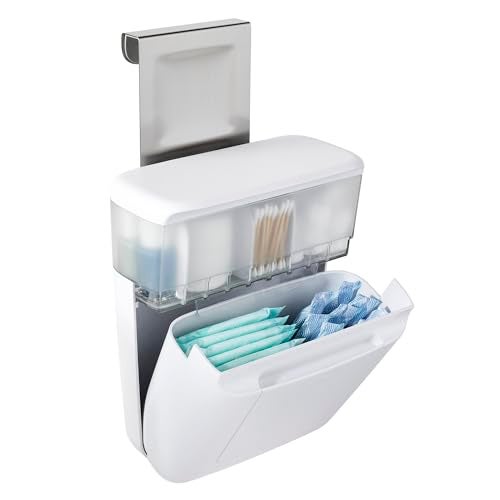 YouCopia DoorStash Toiletry Organizer, Hanging Bathroom Cabinet Door Organizer with 3 Adjustable Compartments and Covered Lid for Accessory Organization - Image 1