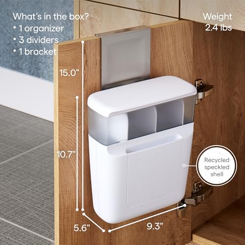 YouCopia DoorStash Toiletry Organizer, Hanging Bathroom Cabinet Door Organizer with 3 Adjustable Compartments and Covered Lid for Accessory Organization - Image 3