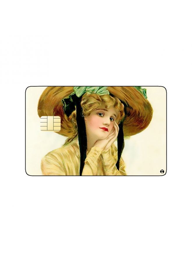 RKN PRINTED BANK CARD STICKER Beautiful Woman Vintage Art With Hat - Image 2
