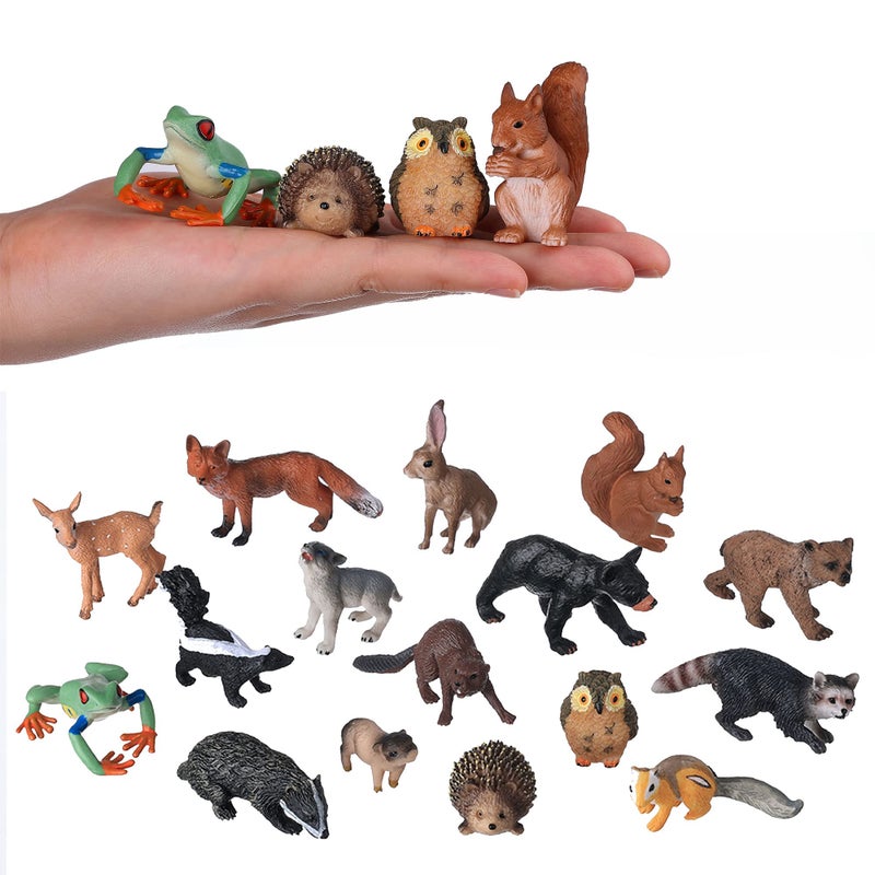 JOKFEICE Small Animal Figures for Kids 16PCS Realistic Forest Animals Baby Figurines Woodland Creatures Figurines Educational Toys for Science Project Cake Party Decor - Image 2