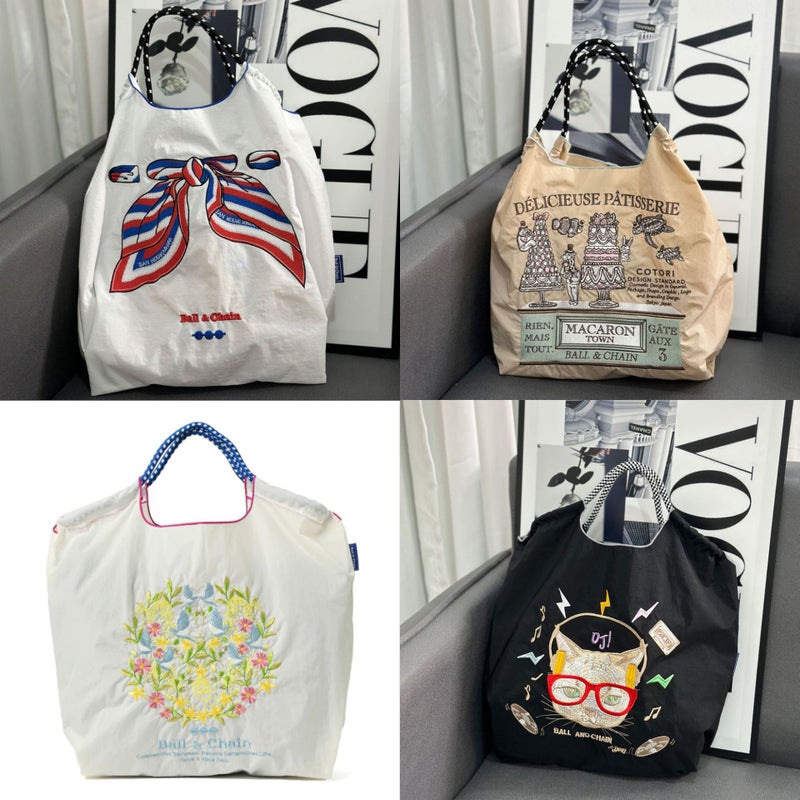 Japanese Ball Chain Macaron Embroidered Shopping Bag Niche Nylon Handbag Eco-Friendly Bag New Cloth Bag - Image 2