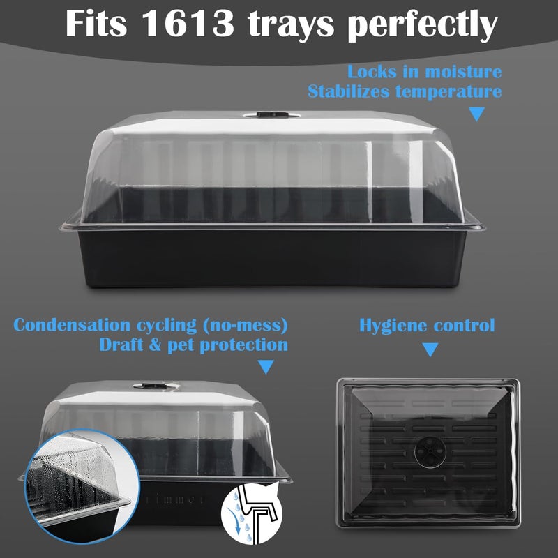 RooTrimmer 10-Pack Leak-Proof Humidity Domes, Plastic Clear Seed Starter Dome, Seed Starter Tray Covers Humidifying and Insulating for Greenhouse Germination and Garden Growing (16"Ã—13", 4" Height) - Image 5
