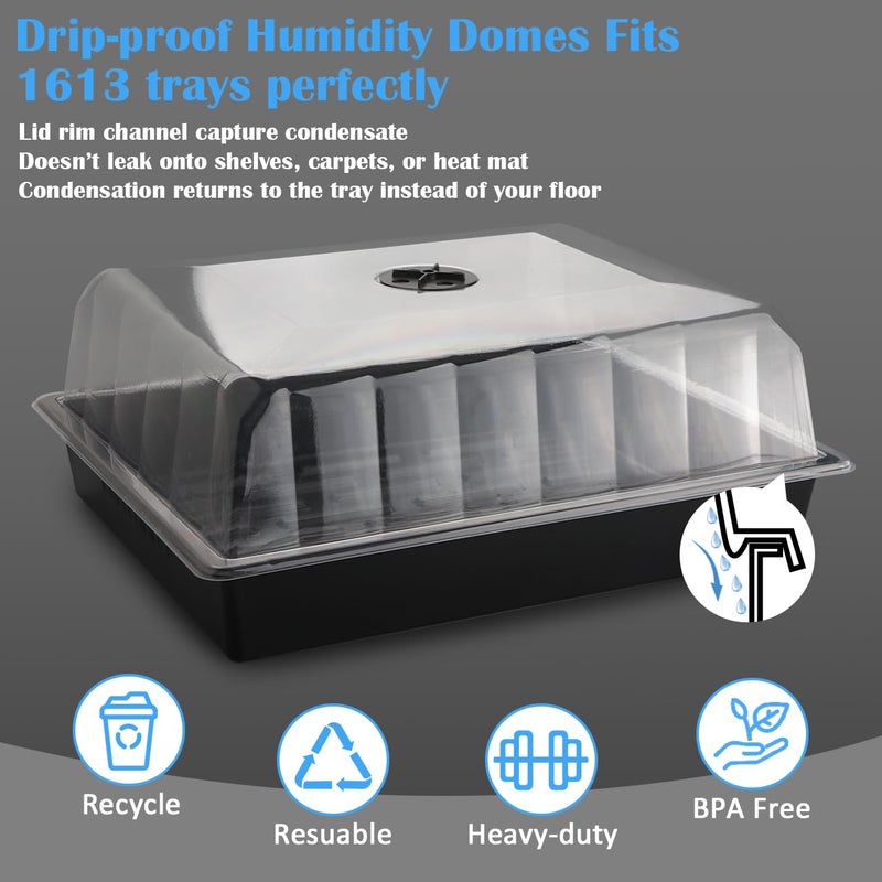 RooTrimmer 10-Pack Leak-Proof Humidity Domes, Plastic Clear Seed Starter Dome, Seed Starter Tray Covers Humidifying and Insulating for Greenhouse Germination and Garden Growing (16"Ã—13", 4" Height) - Image 2
