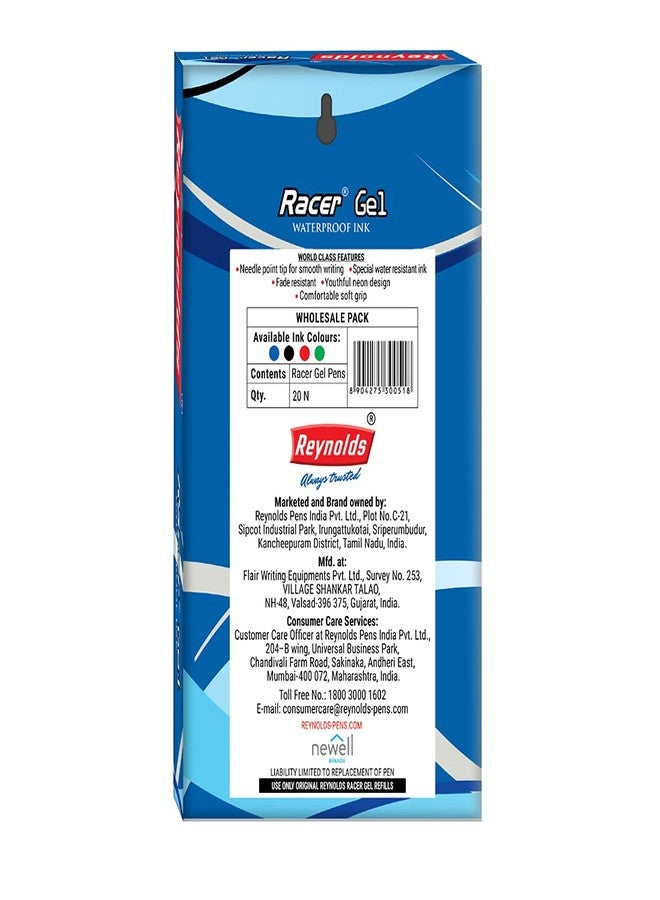 REYNOLDS Racer Gel - Blue Pack of 40 Pen - Image 2