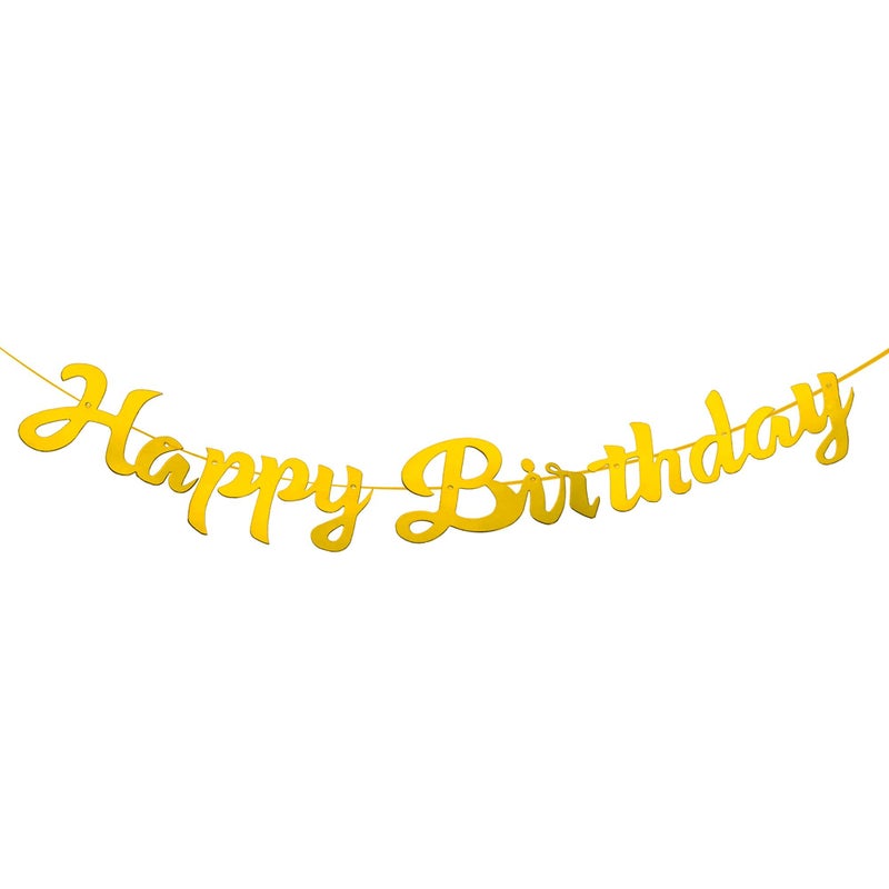 Festiko® Gold Shiny Happy Birthday Banner, Elegant Handwriting Letter, Mirror Glitter Alphabet Happy Birthday Sign, Bunting Banner, Birthday Party Decorations Supplies - Image 5