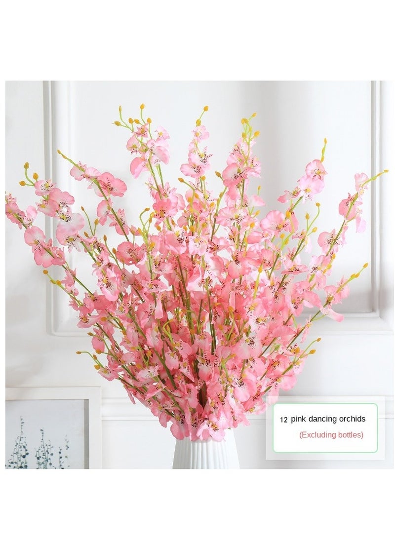 Y&D - 12-Piece Artificial Orchids Flower With Long Stem Pink/Green - Image 1