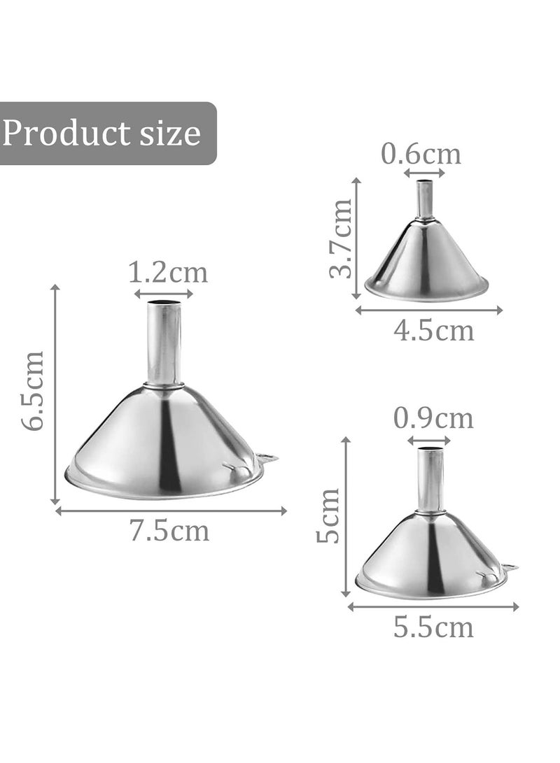 CMGTYYD Stainless Steel Funnels,Premium Funnel Stainless Steel,kitchen funnel set,Hip Flask Funnel,Small Metal Funnels,Kitchen Funnels for Essentail Oil,Spices,Flask(1.7Inch/ 2.2Inch/ 2.9Inch) - Image 2