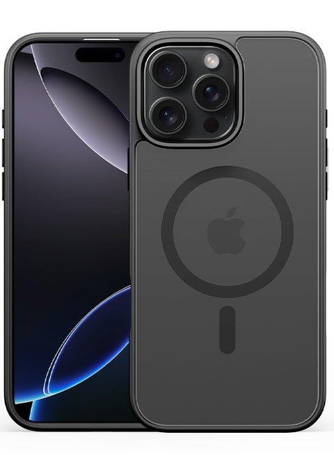 iPhone 16 Pro Max Case, Strong Magnetic [Compatible with Magsafe] Case, Four Corners Anti Drop, Anti Fingerprint, Never Yellow, Matte Back, Slim Skin Friendly Magnet Case for iPhone 16 Pro Max, Black