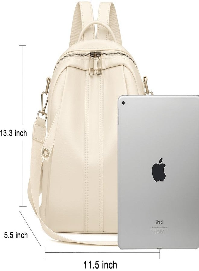 MUCHOVA Stylish Casual Medium Office Women Backpack, Travel Daily Use College Bag for Girl's, Note-Book Nurse Tuition Lightweight Backpack (Cream) - Image 4