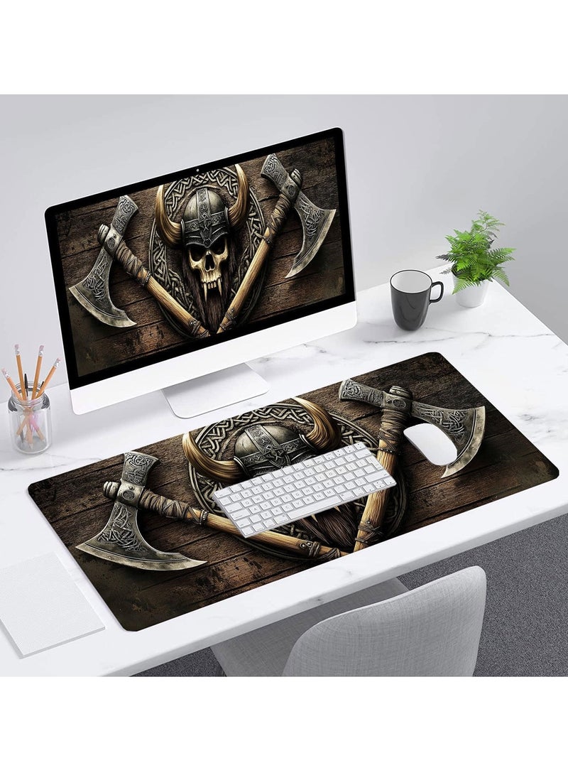 Axe Gaming Mouse Pad Warrior Skull Emblem Wood Grain Fantasy Mousepad XL Large Gaming Mouse Pad Laptop Keyboard Mat Desk Pad Office Computer Keyboard Laptop Home 31.5"x11.8" - Image 5