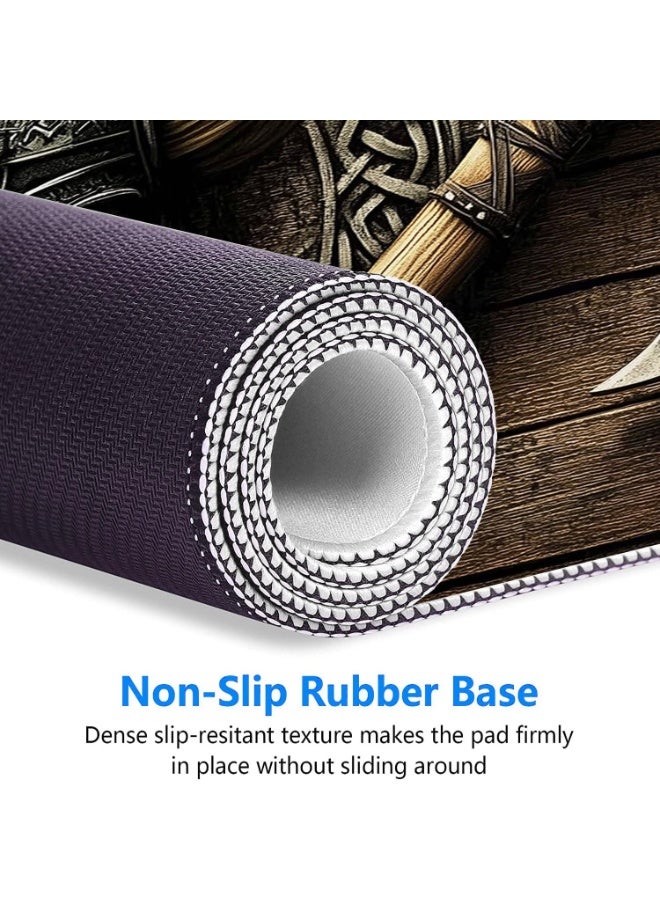 Axe Gaming Mouse Pad Warrior Skull Emblem Wood Grain Fantasy Mousepad XL Large Gaming Mouse Pad Laptop Keyboard Mat Desk Pad Office Computer Keyboard Laptop Home 31.5"x11.8" - Image 3