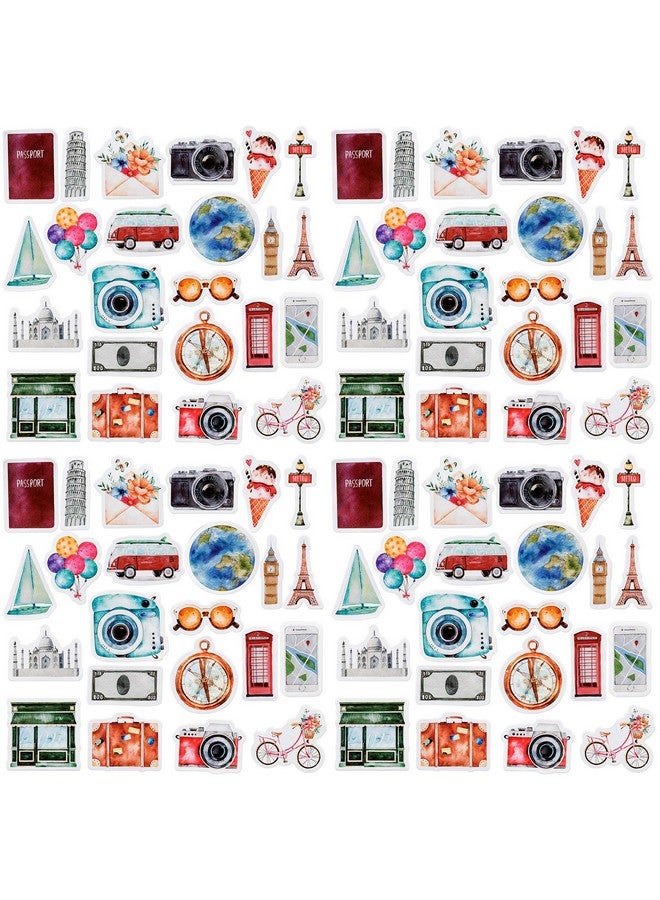 OIIKI 225 Pcs Travelling Scrapbook Stickers Mini Size Adventure Decals Diy Decoration Stickers For Scrapbook Vacation Albums Travel Stub Diary Journal Travel Case Calendars (5 Pack X 45 Pcs) - Image 1