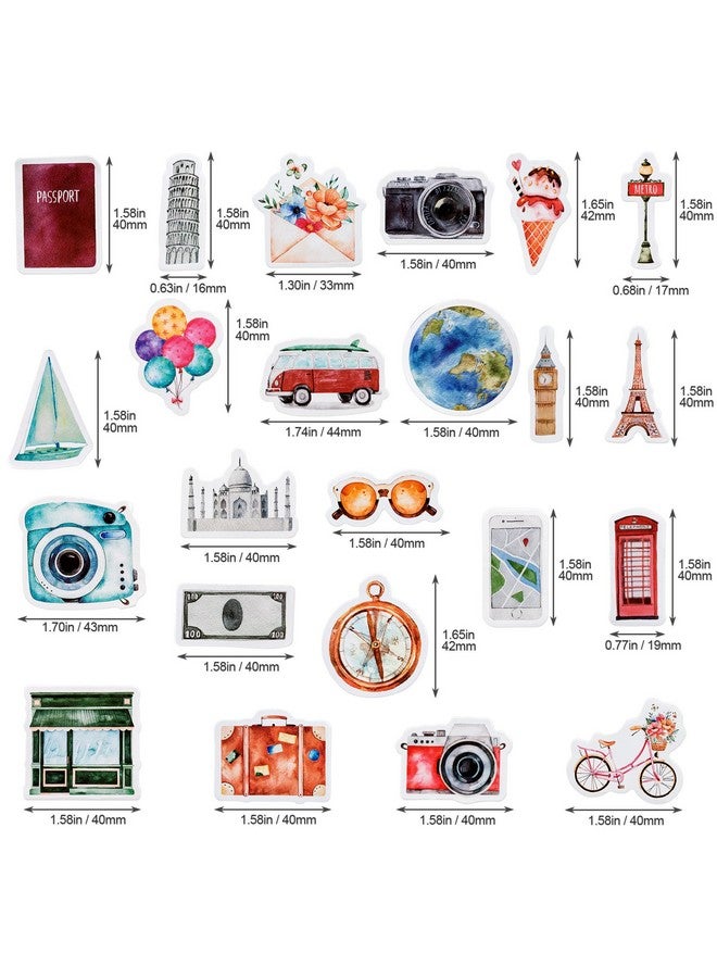 OIIKI 225 Pcs Travelling Scrapbook Stickers Mini Size Adventure Decals Diy Decoration Stickers For Scrapbook Vacation Albums Travel Stub Diary Journal Travel Case Calendars (5 Pack X 45 Pcs) - Image 2