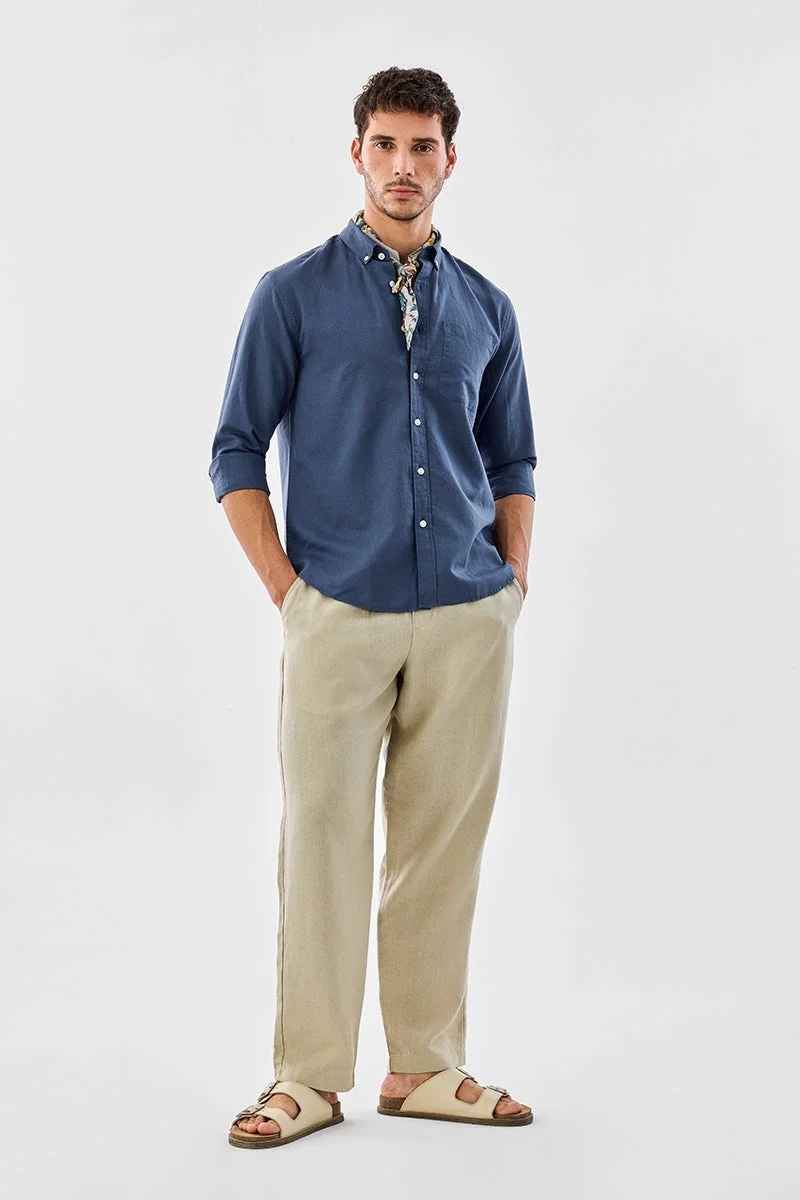 سنيتش White Solid Long Sleeve Regular Fit Shirt