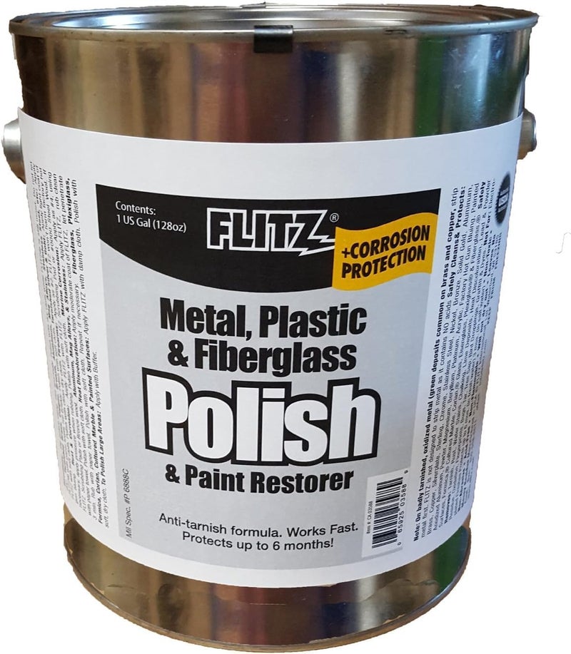 Flitz CA 03588 Metal, Plastic & Fiberglass Polish Paste - 1 Gallon Can - Image 1