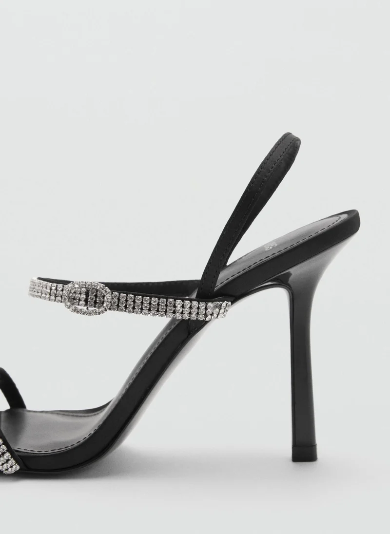 MANGO Strass Strap Heeled Sandal