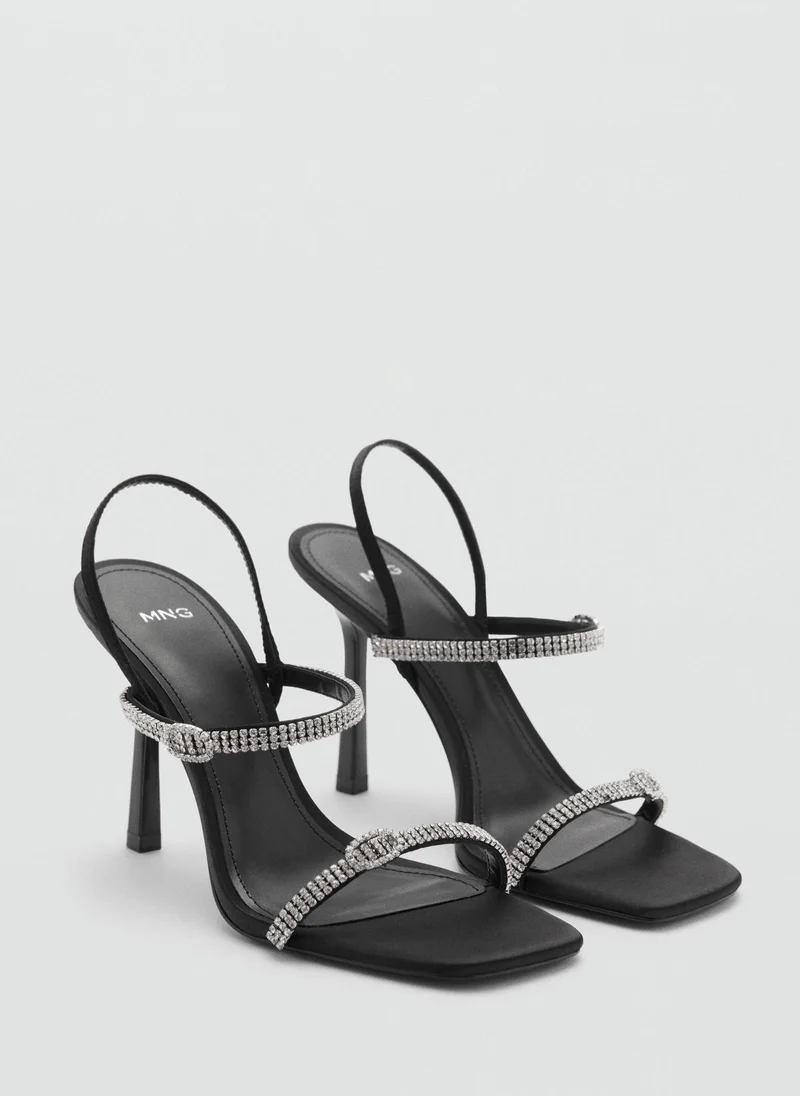 MANGO Strass Strap Heeled Sandal