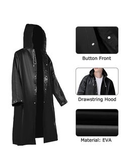 KASTWAVE 2 Pack Rain Ponchos, Black EVA Waterproof Festival Poncho for Men and Women, Lightweight Long Sleeves Emergency Rain Coat Reusable Hooded Raincoat for Adult and Youth in Outdoor Activities  - Image 5