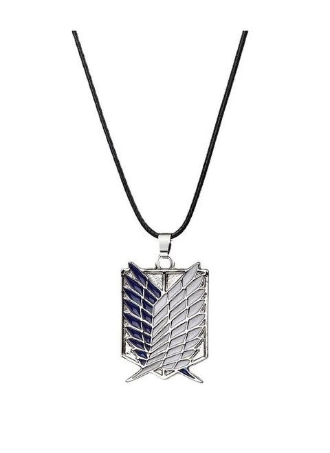 A necklace designed with the Survey Corps logo from the anime Attack on Titan