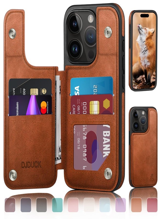 DJDUCK Designed for iPhone 15 Pro Max Case Wallet with Card Holder, [Magnetic Clasp Folio Cover][RFID Blocking Leather Protection] Shockproof Women Men Cases 6.7 Inch for Apple 15 ProMax Light Brown - Image 1