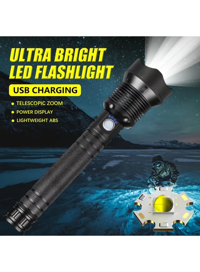 مصباح يدوي أسود من سلسلة MACROCOSM فائق السطوع قابل لإعادة الشحن عبر USB C، بضوء LED قابل للتكبير، 5 أوضاع، مع شاشة عرض الطاقة - Image 1