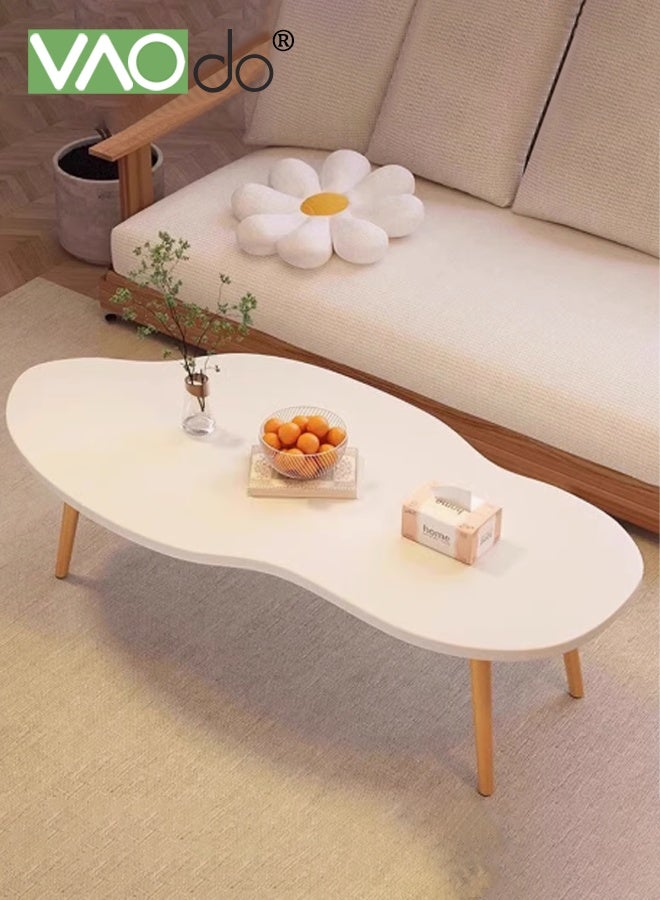 فاو دو طاولة قهوة حديثة، طاولة قهوة على شكل سحابة للمساحات الصغيرة، طاولة عرض منخفضة بسيطة للعرض، طاولة أرضية سهلة التجميع، طاولة شاي لغرفة المعيشة غرفة نوم مكتب 80*40*60 سم - Image 1