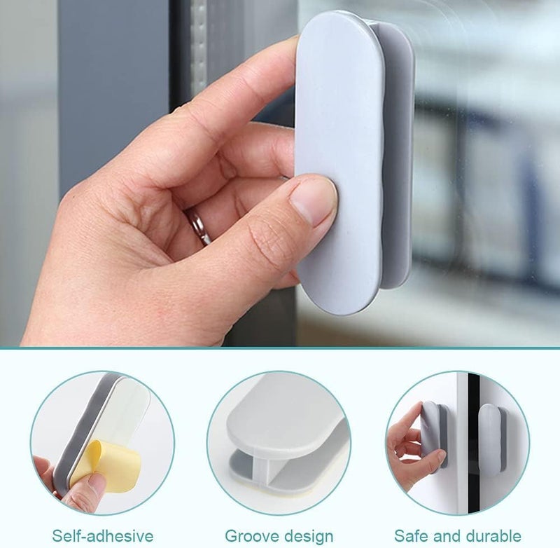 KPNG Self-Stick Instant Cabinet Drawer-Humanity Handle Helper Auxiliary for Kitchen Cabinet Knobs Drawer Window Sliding Door-Wardrobe Self-Stick Push Pull Helper Stick-on Handles (Grey, Pack of - 4) - Image 4