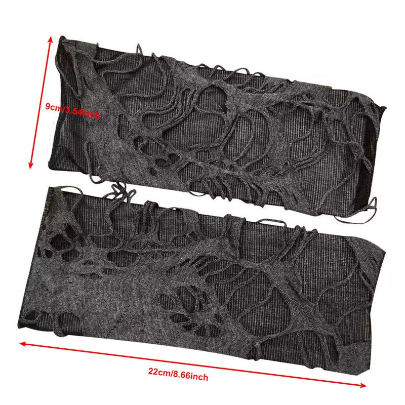 Luwigs Women's Punk Fingerless Gloves Arm Warmers Black Broken Slit Ripped Gothic Gloves for Halloween Costume Party 1 Pair (Punk Fingerless Gloves, Black) - Image 3