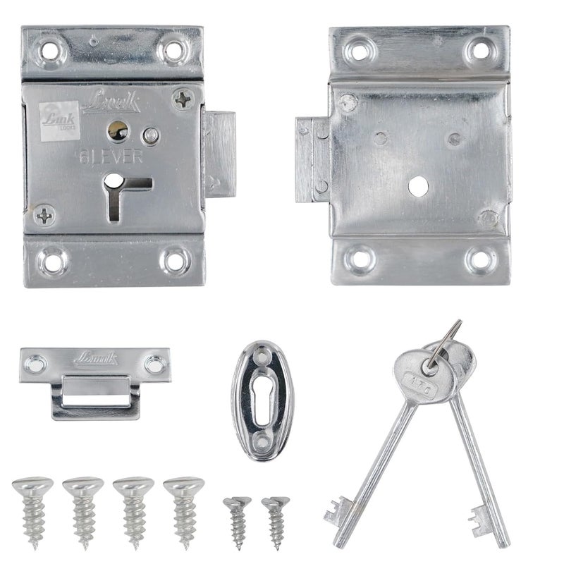 Link قفل خزانة ® 20/23 مم أسطوانة LT-2 – قفل من الفولاذ المقاوم للصدأ مع مفتاح مخرم، تشطيب فضي مصقول، مقاوم للقطع، للخزائن والأثاث الخشبي (صنع في الهند) - Image 2