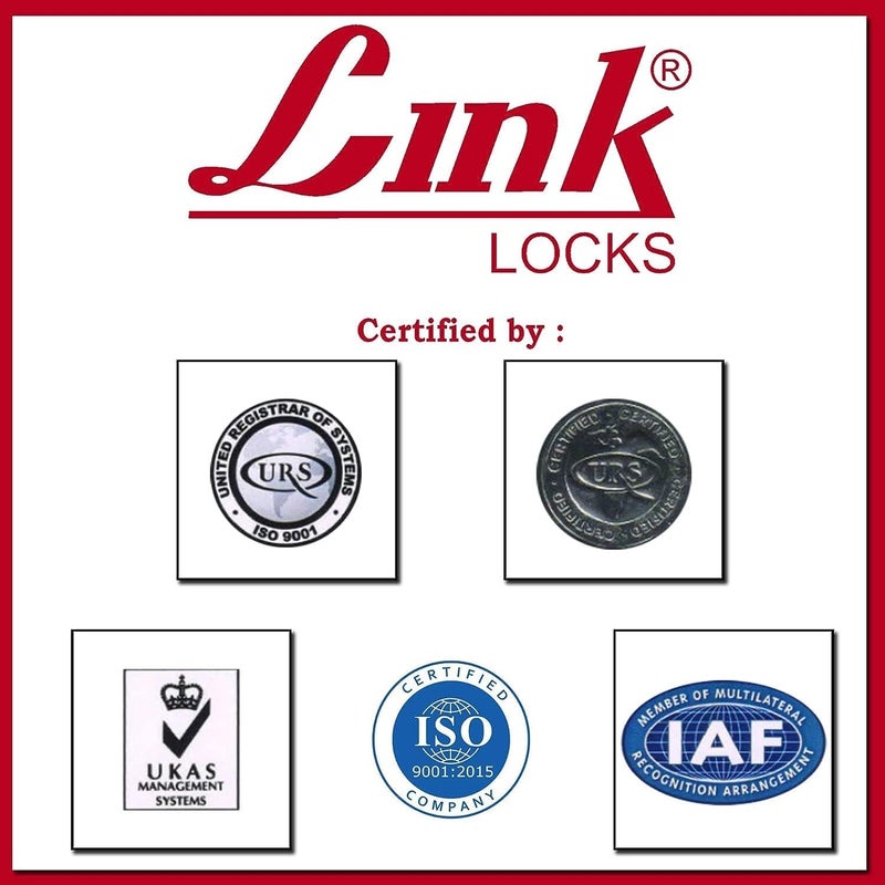 Link قفل خزانة ® 20/23 مم أسطوانة LT-2 – قفل من الفولاذ المقاوم للصدأ مع مفتاح مخرم، تشطيب فضي مصقول، مقاوم للقطع، للخزائن والأثاث الخشبي (صنع في الهند) - Image 3