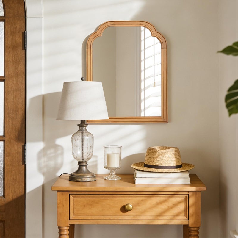 WallBeyond Wood Frame Wall Mirror Decor for Entryway, Living Room or Bedroom Home Decor - Light Woodgrain 16" x 20" Natural Color - Image 1