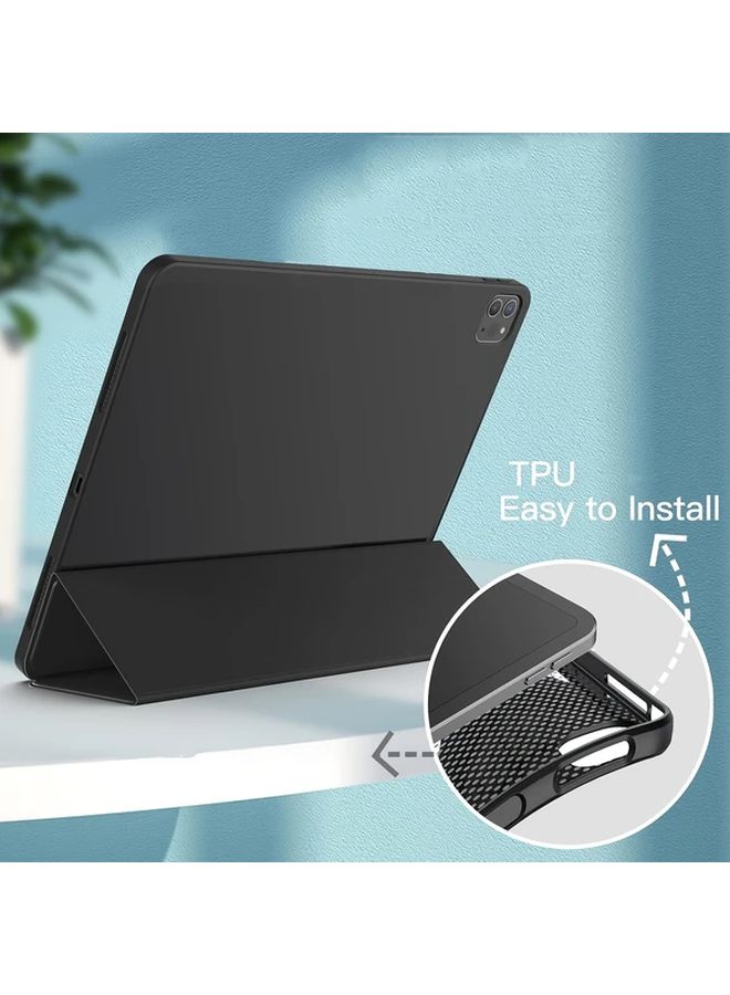 حافظة iPad Air 13 2025 M3 مع حامل قابل للطي خفيف الوزن، غطاء خلفي من السيليكون الناعم TPU، مقاوم للخدوش، وظيفة السكون والاستيقاظ التلقائي، رمادي فاتح. - Image 5