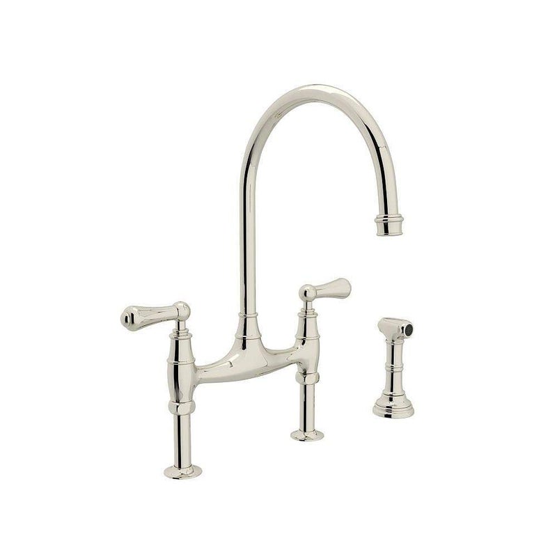 Rohl U.4719L-PN-2 Perrin and Rowe Bridge Style Kitchen Faucet with Sidespray, Polished Nickel - Image 5