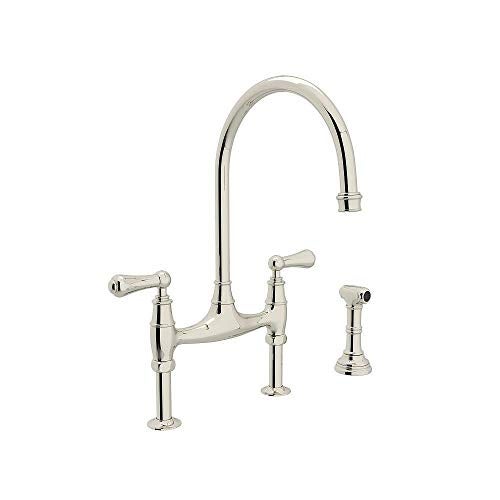 Rohl U.4719L-PN-2 Perrin and Rowe Bridge Style Kitchen Faucet with Sidespray, Polished Nickel - Image 1