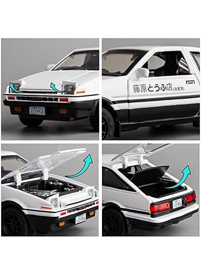 1/32 AE86 Initial D Model Car, Zinc Alloy Pull Back Toy car with Sound and Light for Kids Boy Girl Gift(White) - Image 3