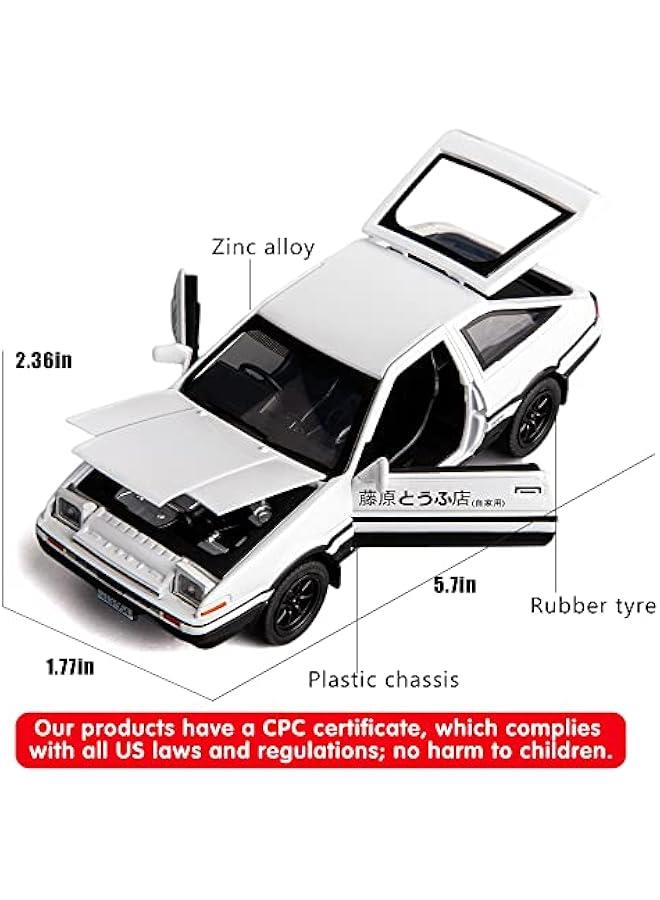 1/32 AE86 Initial D Model Car, Zinc Alloy Pull Back Toy car with Sound and Light for Kids Boy Girl Gift(White) - Image 4
