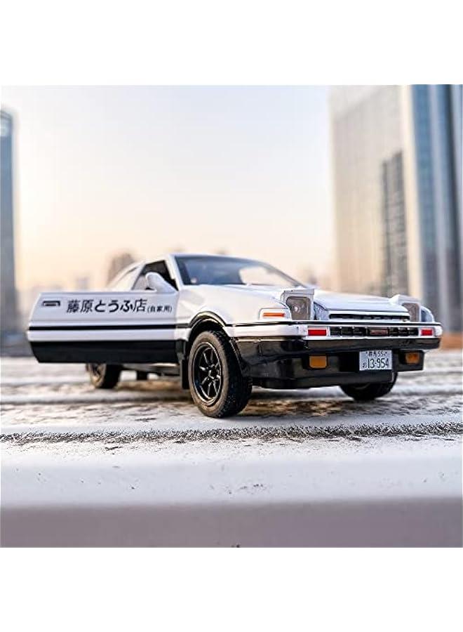 1/32 AE86 Initial D Model Car, Zinc Alloy Pull Back Toy car with Sound and Light for Kids Boy Girl Gift(White) - Image 5