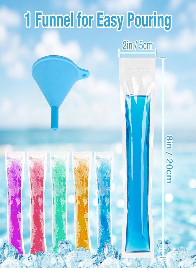 NUDFSY 101pcs Ice Popsicle Bags,Reusable Narrow Edge Design for Homemade Ice Pops, Ice Cream Moulds for Freezer Storage, Options for Frozen Treats, Includes 100 Pcs Ice Packs and 1 Pcs Funnel - Image 2