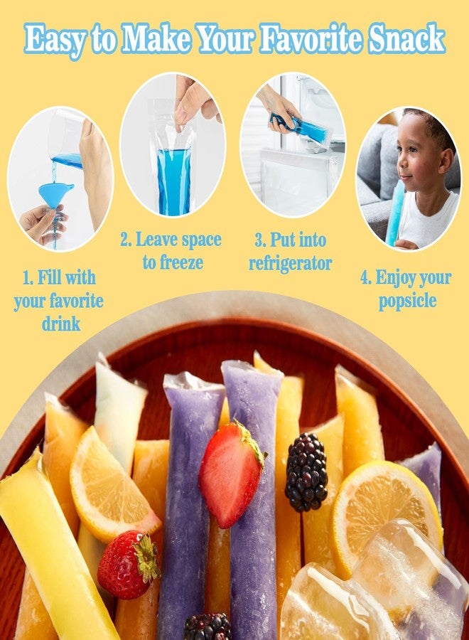 NUDFSY 101pcs Ice Popsicle Bags,Reusable Narrow Edge Design for Homemade Ice Pops, Ice Cream Moulds for Freezer Storage, Options for Frozen Treats, Includes 100 Pcs Ice Packs and 1 Pcs Funnel - Image 5