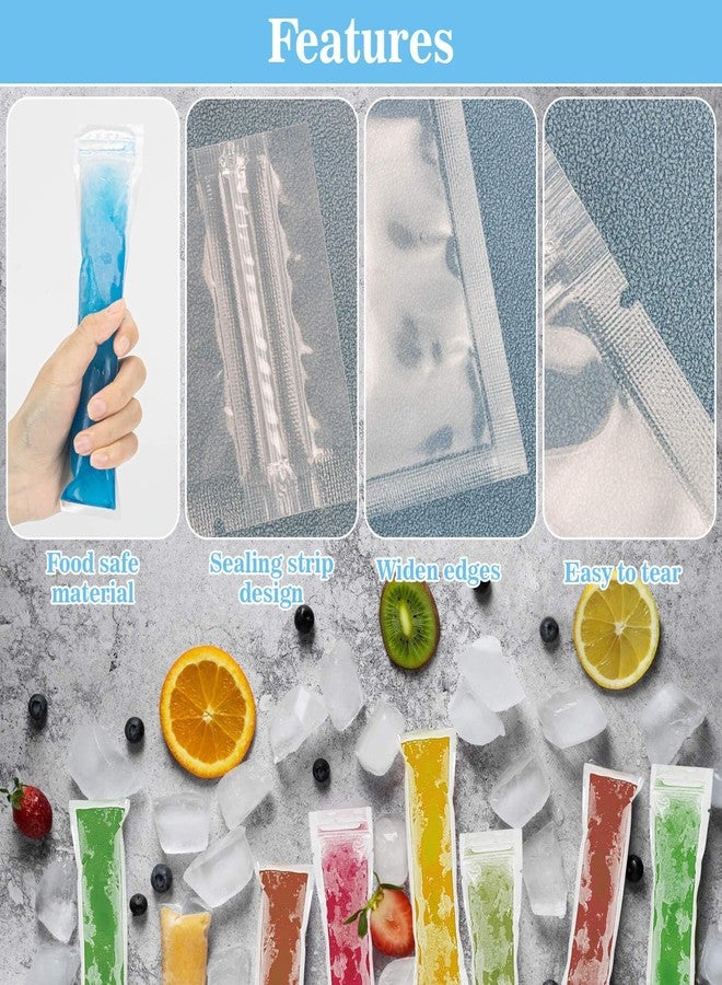 NUDFSY 101pcs Ice Popsicle Bags,Reusable Narrow Edge Design for Homemade Ice Pops, Ice Cream Moulds for Freezer Storage, Options for Frozen Treats, Includes 100 Pcs Ice Packs and 1 Pcs Funnel - Image 3