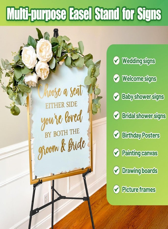 VAIIGO Easel Stand for Sign - 63" Display Easel for Wedding Sign Stand Poster Stand, Lightweight Adjustable Poster Easel for Painting, Portable Easel Stand with Carrying Bag, Black 1Pcs - Image 2