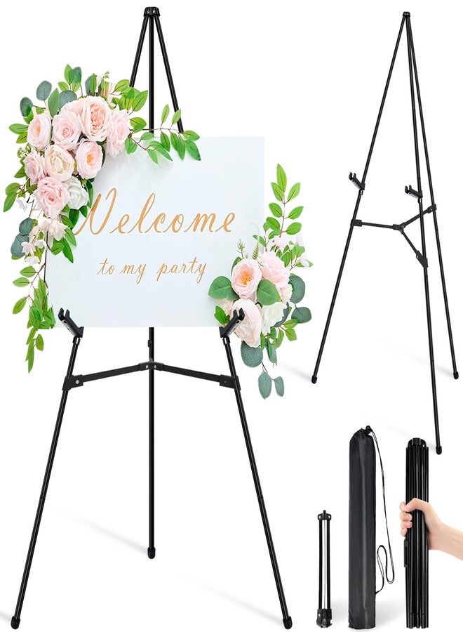 VAIIGO Easel Stand for Sign - 63" Display Easel for Wedding Sign Stand Poster Stand, Lightweight Adjustable Poster Easel for Painting, Portable Easel Stand with Carrying Bag, Black 1Pcs - Image 1