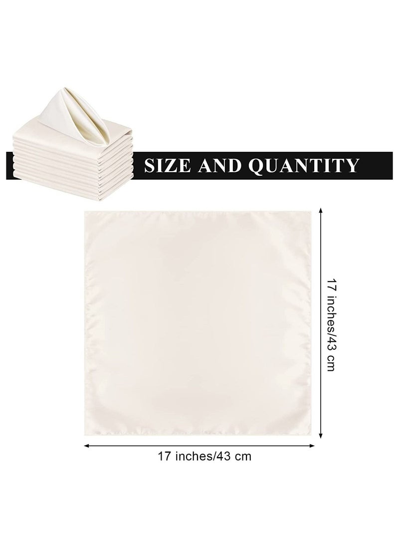 Captaintech Satin Napkins, Square Table Napkins, 10 Pcs 17x17" Soft Dinner Napkins Elegant Silk Napkins for Dinner Wedding Parties, Soft Smooth Fabric Washable Napkins for Parties, Weddings and Dinners (Ivory)  - Image 5