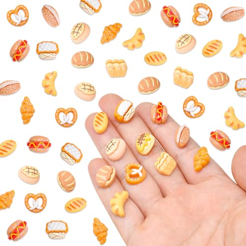 HOMICO 100 Pieces Mini Bread for Dollhouse Miniatures Mini Food for Crafts Tiny Resin Things for Dollhouse Mini Kitchen Micro Landscaping Decoration - Image 1