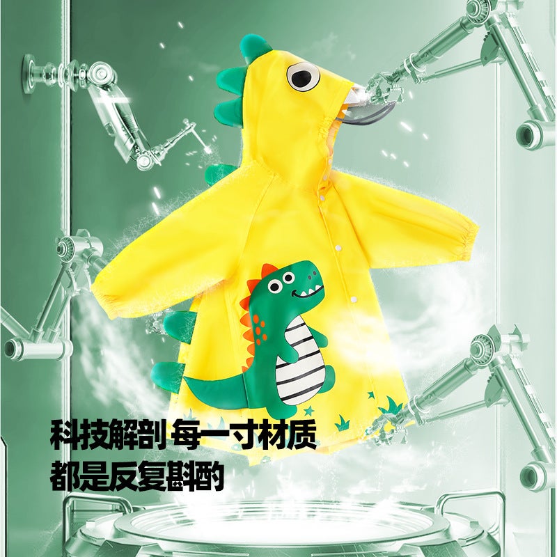 Mumeng Boys And Girls Raincoat Kindergarten Primary School Students Cartoon Poncho Children With School Bag Dinosaur Children'S Rain Gear - Image 4