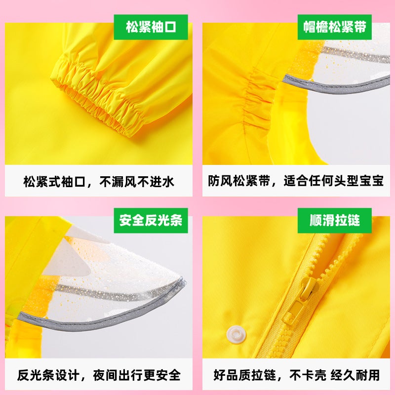 Mumeng Boys And Girls Raincoat Kindergarten Primary School Students Cartoon Poncho Children With School Bag Dinosaur Children'S Rain Gear - Image 5