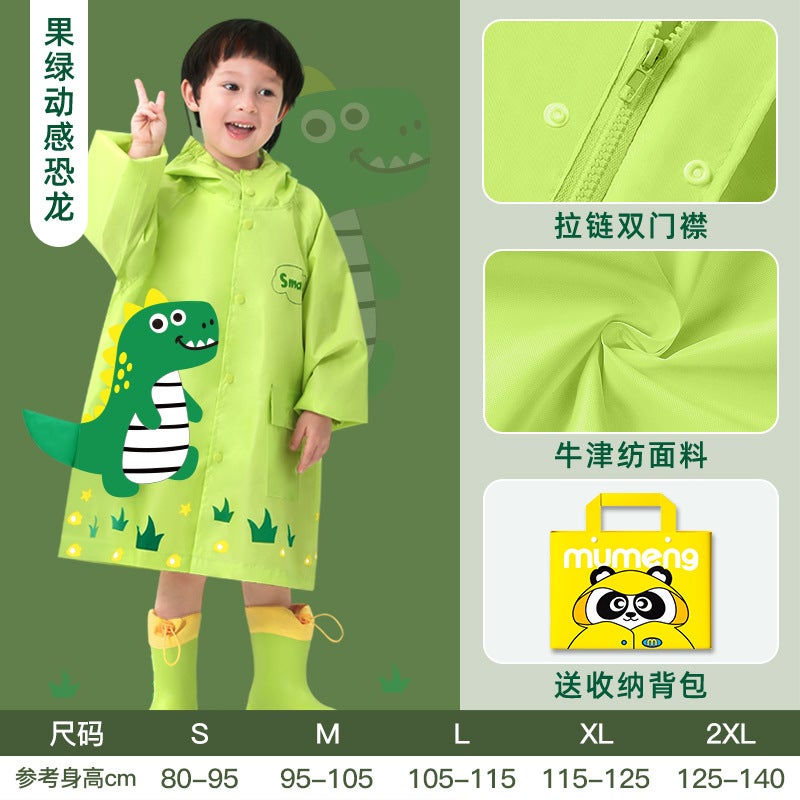 Mumeng Boys And Girls Raincoat Kindergarten Primary School Students Cartoon Poncho Children With School Bag Dinosaur Children'S Rain Gear - Image 1