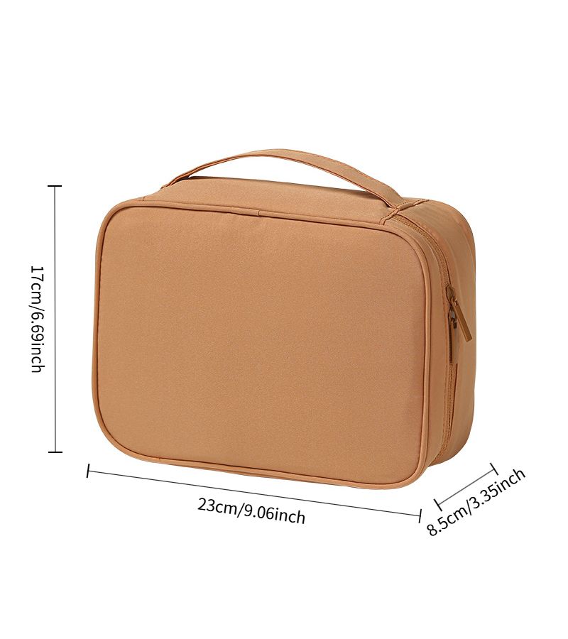 Wood Peach Pink Portable Toiletry Bag With Dividers Oxford Cloth Foldable Makeup Organizer For Outings Travel Accessories Storage Bag - Image 4