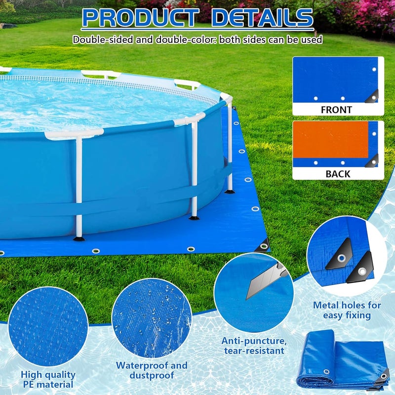 RGJ 21 Ft Pool Liner Pad for Above Ground Pools, Thickened Pool Mat Tarp for Under Pool, Dual-Color Pool Ground Pad Cloth Floor Mat for Pool Bottom, Puncture Protection & Extend Liner Life - Image 3