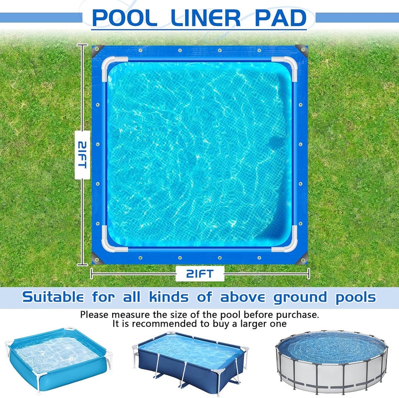 RGJ 21 Ft Pool Liner Pad for Above Ground Pools, Thickened Pool Mat Tarp for Under Pool, Dual-Color Pool Ground Pad Cloth Floor Mat for Pool Bottom, Puncture Protection & Extend Liner Life - Image 2